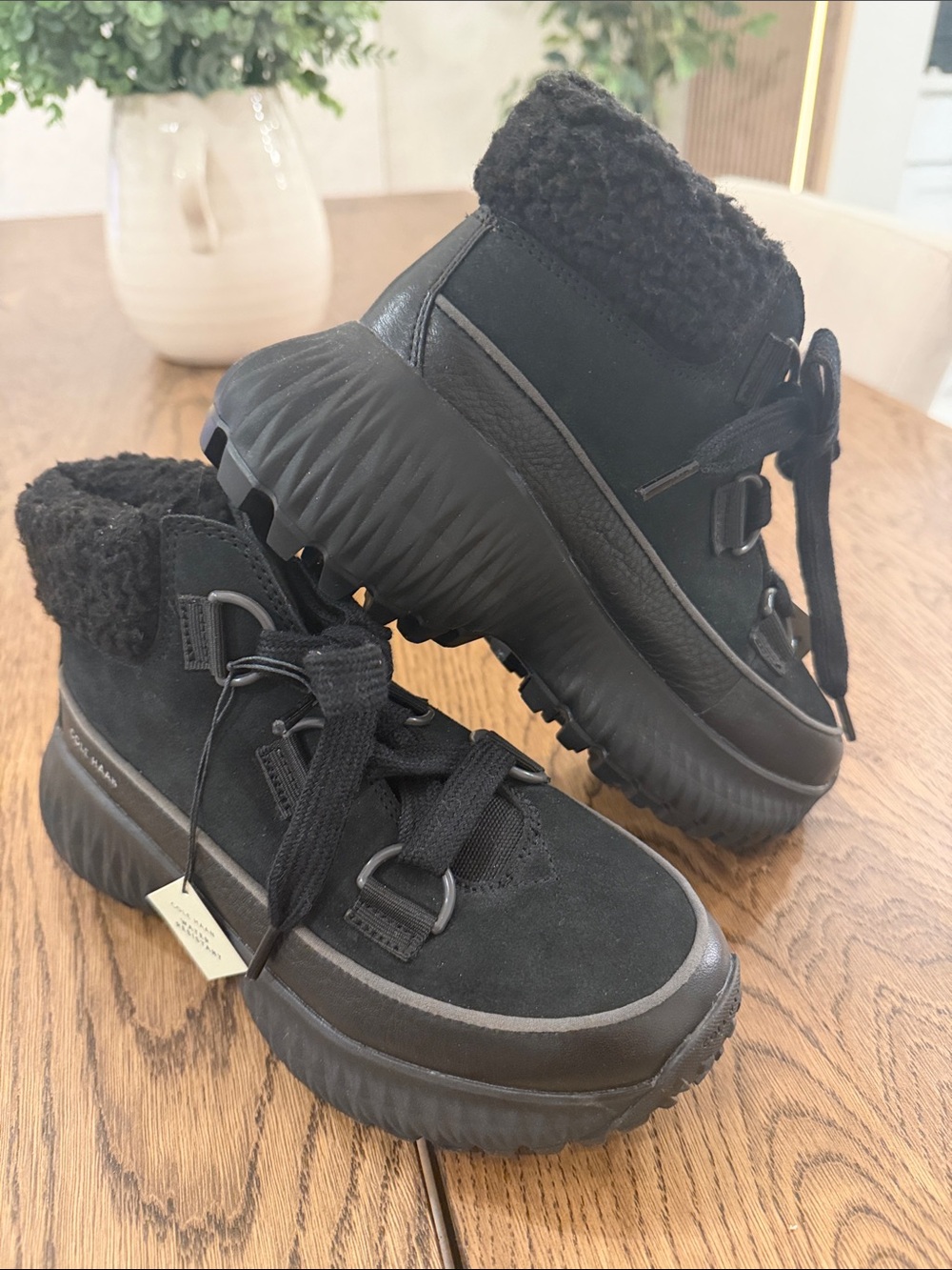 Cole Haan Black Water-Resistant Suede Hiker Sneakers